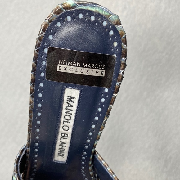 Manolo Blahnik Otawi Mule sandal with block heel - Navy/Teal - women's 36 - Picture 5 of 11